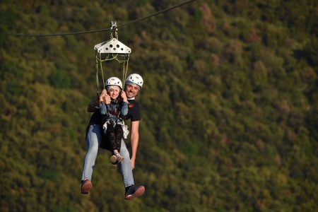 Esperienza di volo dell’angelo in zipline a Trentinara, Parco Nazionale del Cilento (eventi da aprile a novembre)