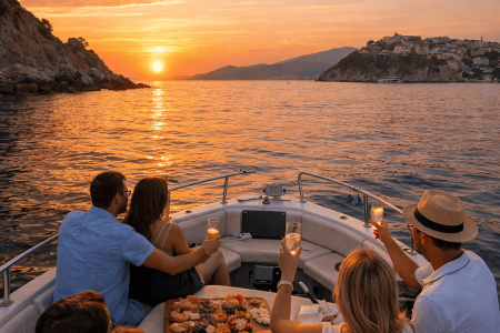 Tour al tramonto in barca con aperitivo nella Baia di Trentova della Costa di Agropoli